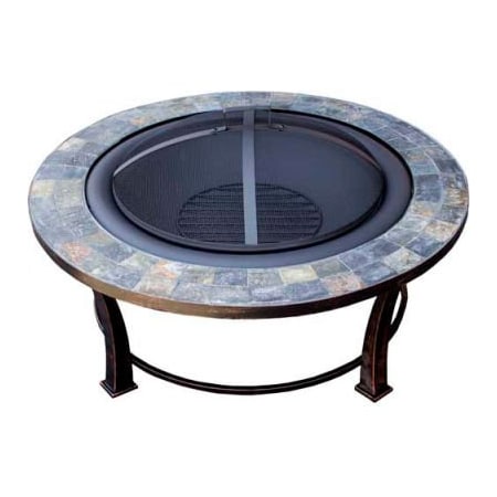 Hiland Hiland Fire Pit YFP-51216 Wood Burning 40" Round Slate YFP-51216